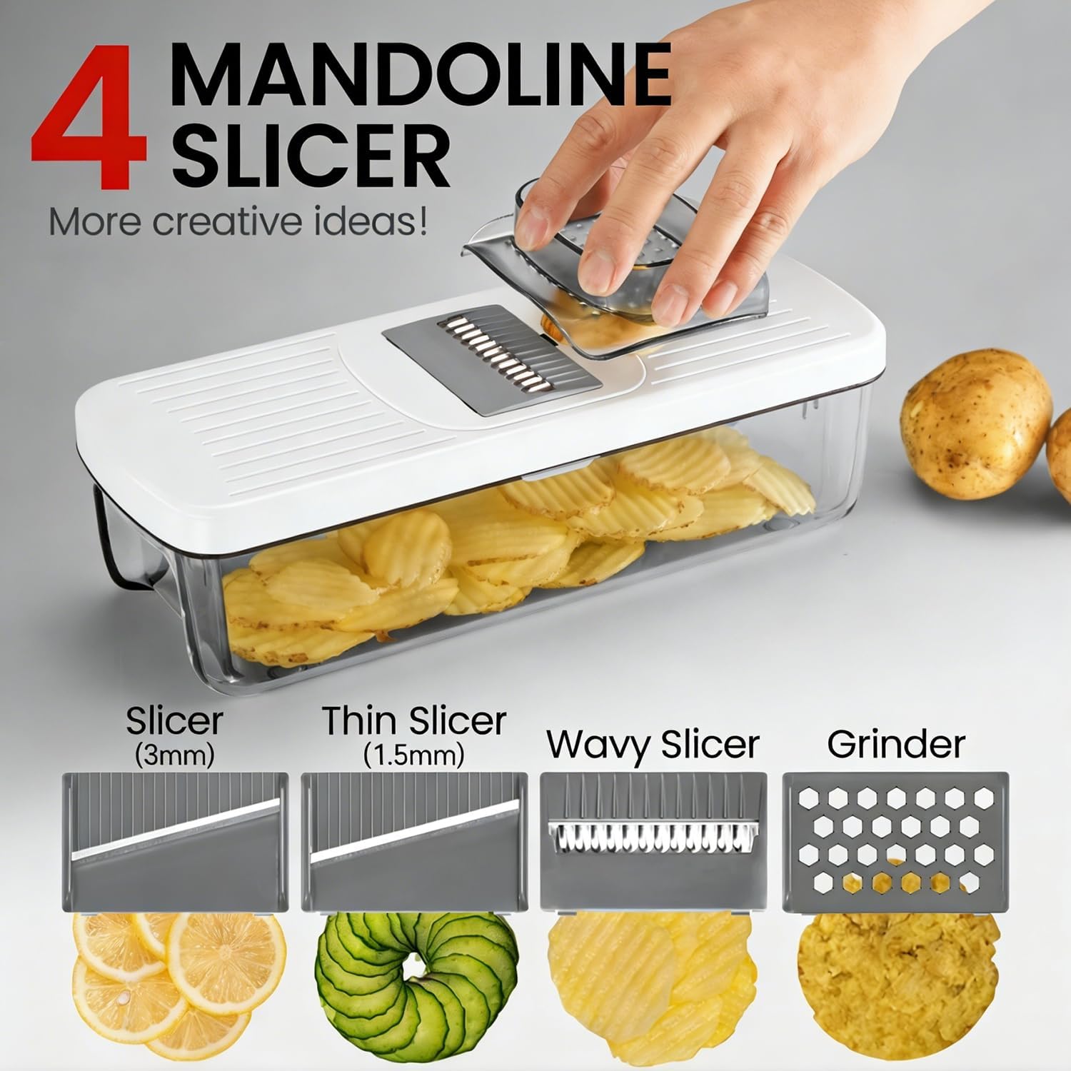 Skiennix 8-in-1 Vegetable Chopper Mandoline Slicer - 8 Blades for Easy Onion, Veggie & Fruit Cutting