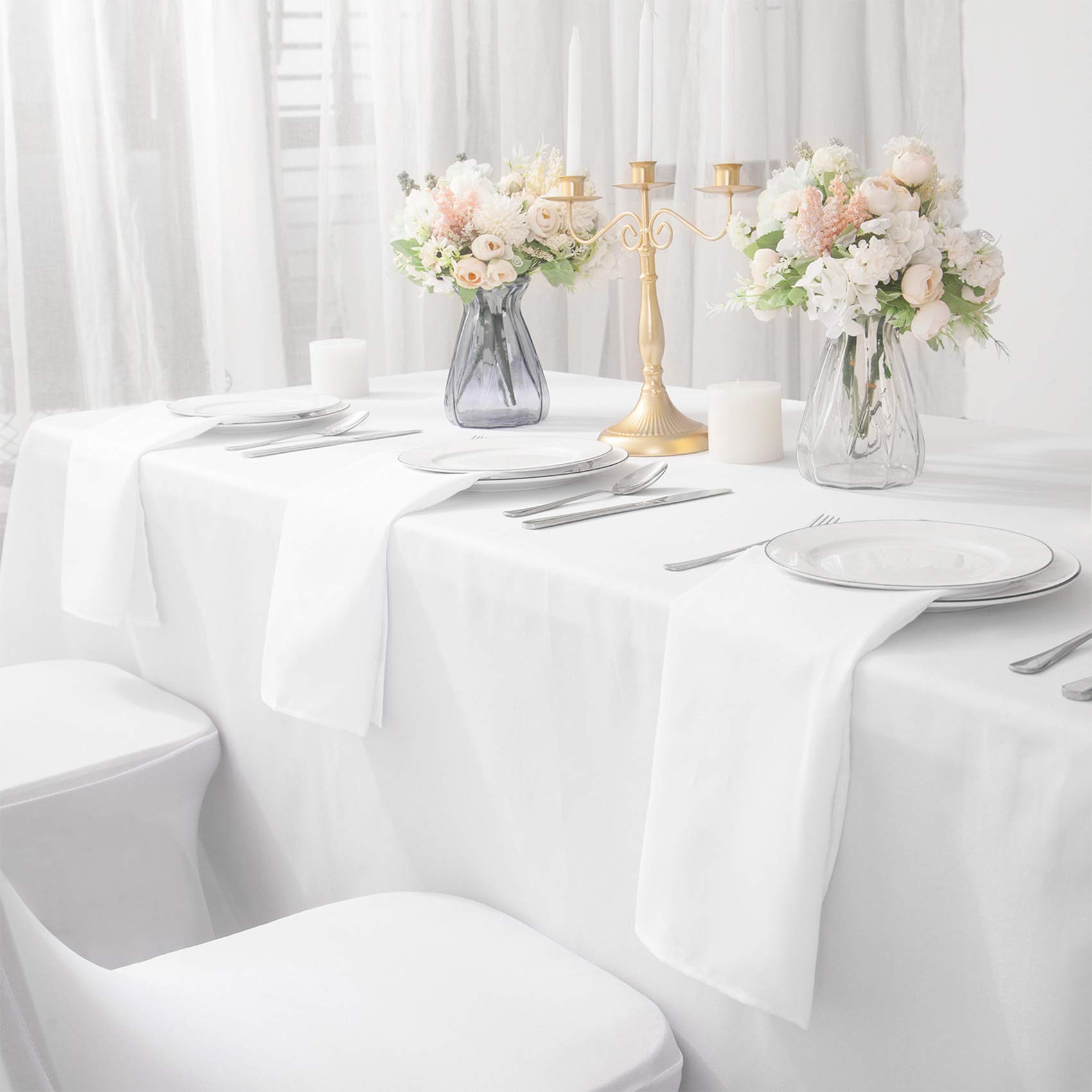Bailarina Cloth Napkins Set of 120,17x17 inches Dinner Napkins Cloth Washable,Polyester Square Table Cloth Napkin Bulk with Hemmed Edges Ideal for Banquets, Parties and Weddings-White