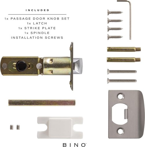 BINO Crystal Door Knobs Set - Elegant Satin Nickel Finish | Functional Interior Knobs