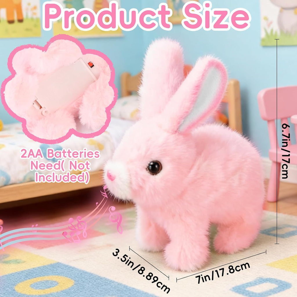 Skiennix Hopping Bunny Plush Toy - Interactive Electronic Pet with Sounds & Movements | Pink, Perfect Gift for Toddlers