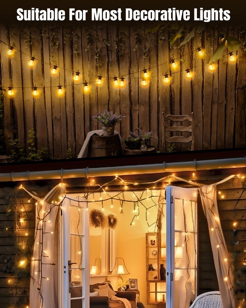 LZC Outdoor String Light Clips - 20 Pack Heavy-Duty Waterproof Adhesive Holders | Clear Rectangle Design