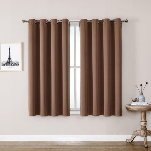 ChrisDowa Grommet Blackout Curtains - Thermal Insulated Room Darkening Panels, Cappuccino, 52W x 63L