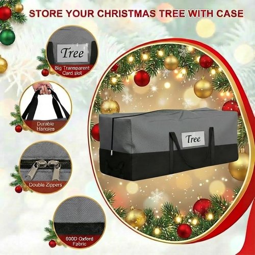 Christmas Tree Storage Bag by [Brand Name] - Heavy Duty 600D Oxford for Up to 8 Ft Trees | Durable Zipper & Handles, Gray