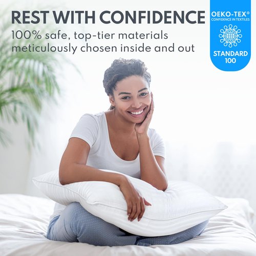 HEYCUZI Queen Size Bed Pillows - Breathable Down Alternative Pillows Set of 2 for Side, Back, and Stomach Sleepers Fluffy Cooling Hotel Quality Soft Microfiber Fill Premium Skin-Friendly