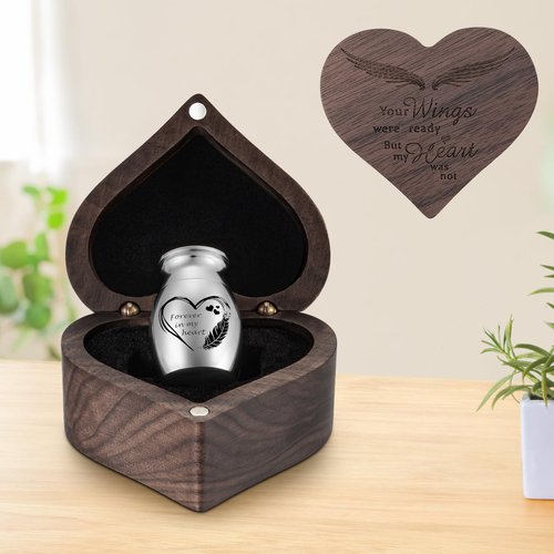 Dletay Small Urns for Human Ashes Keepsake Heart Shaped Box Mini Cremation Urns for Women Men 1.2 Inches Memorial Funeral Urn-Forever in My Heart