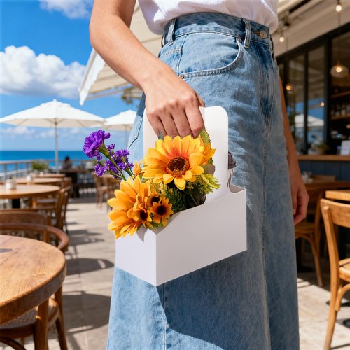 Lawei 50 Pack 2 Cup Drink Carrier with Handle, Disposable White Cardboard Paper Cup Holder Tray for Cold/Hot Drinks, Coffee Carrier, Food Delivery, Thickened Take Out Cup Carriers, Easy Assemblable