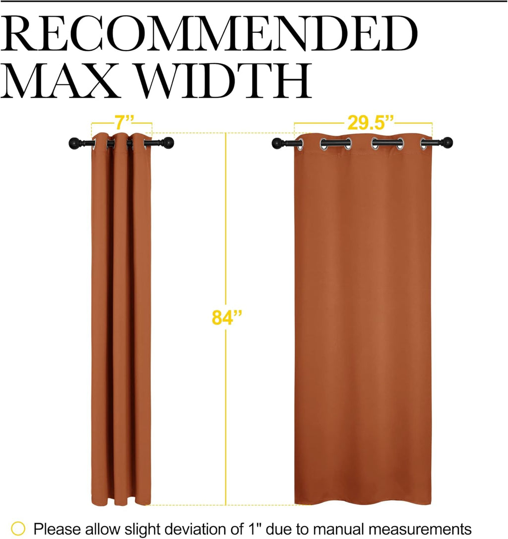NICETOWN Blackout Draperies - Thermal Insulated Curtains for Girls Room | Burnt Orange, 34 x 84 Inches