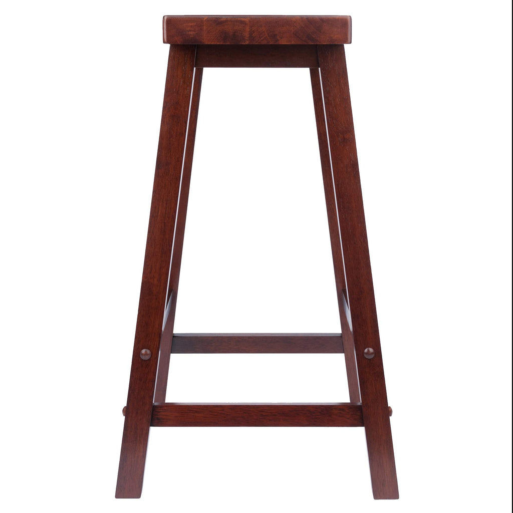 Winsome Satori Saddle Seat Counter Stool, 24" in Walnut, Classic Backless Bar Chairs for Kitchen & Dining Room Seating, Timeless Essential Furniture for Home, Dorm, Apartments