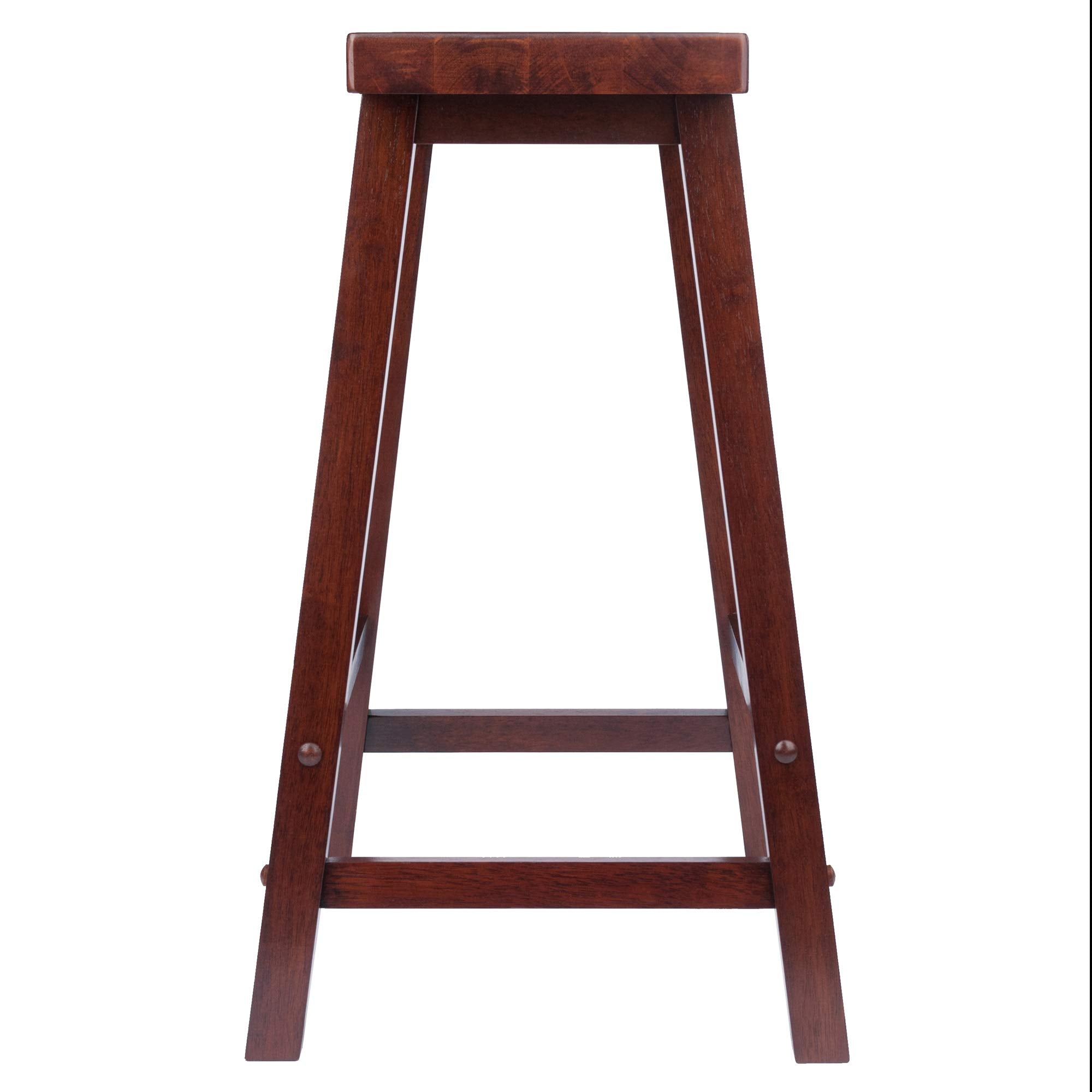 Winsome Satori Saddle Seat Counter Stool, 24" in Walnut, Classic Backless Bar Chairs for Kitchen & Dining Room Seating, Timeless Essential Furniture for Home, Dorm, Apartments