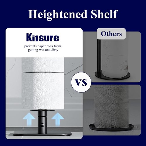 Kitsure Toilet Paper Holder - Rustproof Free Standing Design for 4 Rolls | Non-Slip Stable Base, Black