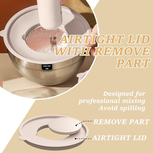 **Regine Switzerland Mixing Bowls Set - 26PCS Stainless Steel with Airtight Lids & Grater Attachments | Non-Slip Bottoms**
