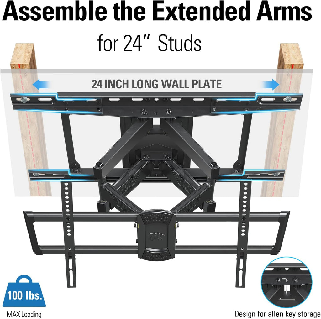 Mounting Dream Full Motion TV Mount - Adjustable Swivel & Tilt for 42-84 Inch TVs | Max VESA 600x400mm, 100 LBS Capacity