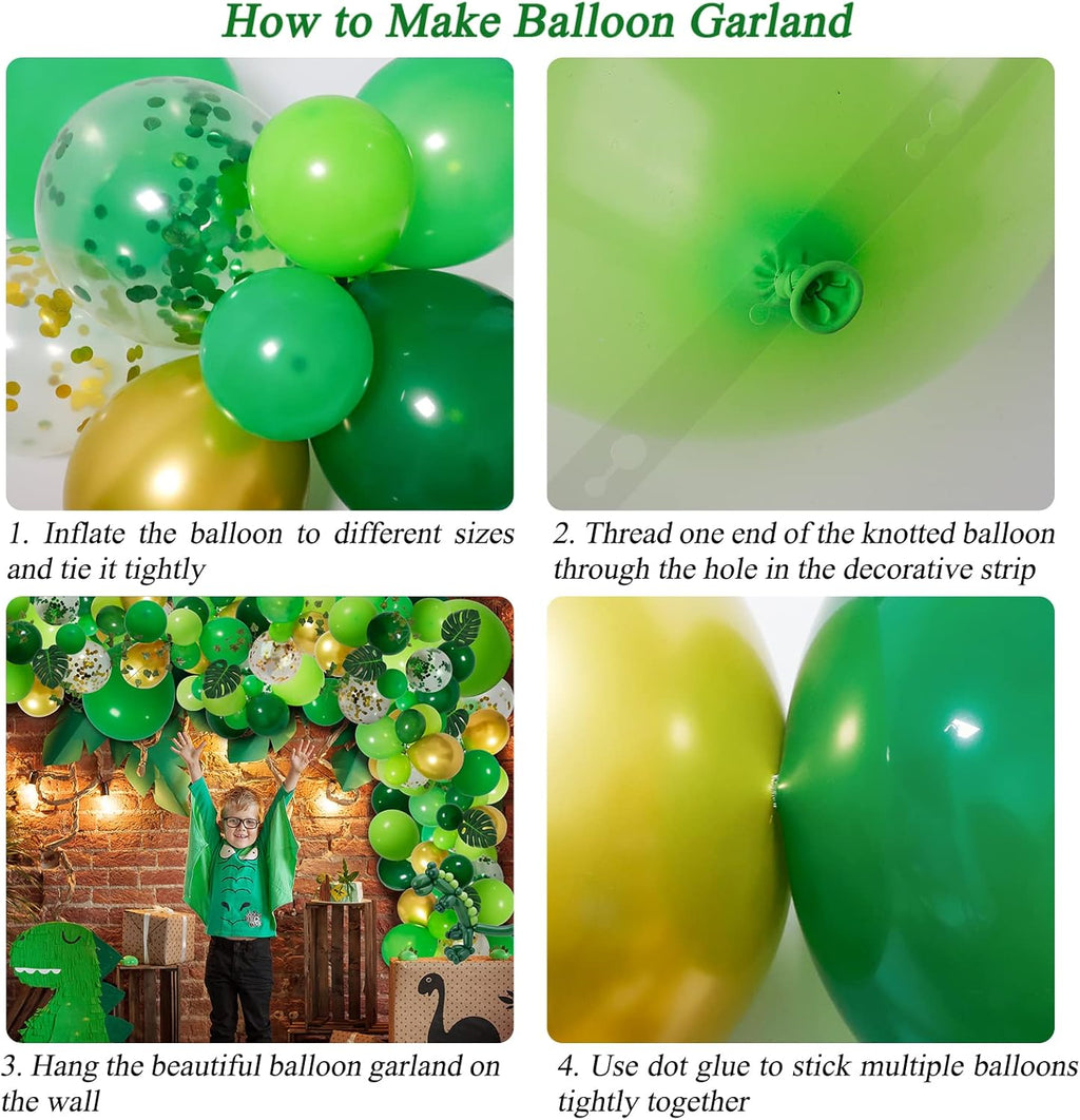 RUBFAC Jungle Balloon Garland Arch Kit - 159pcs Gold & Lime Green Balloons for Wild One Birthday Party | Safari Baby Shower Decor