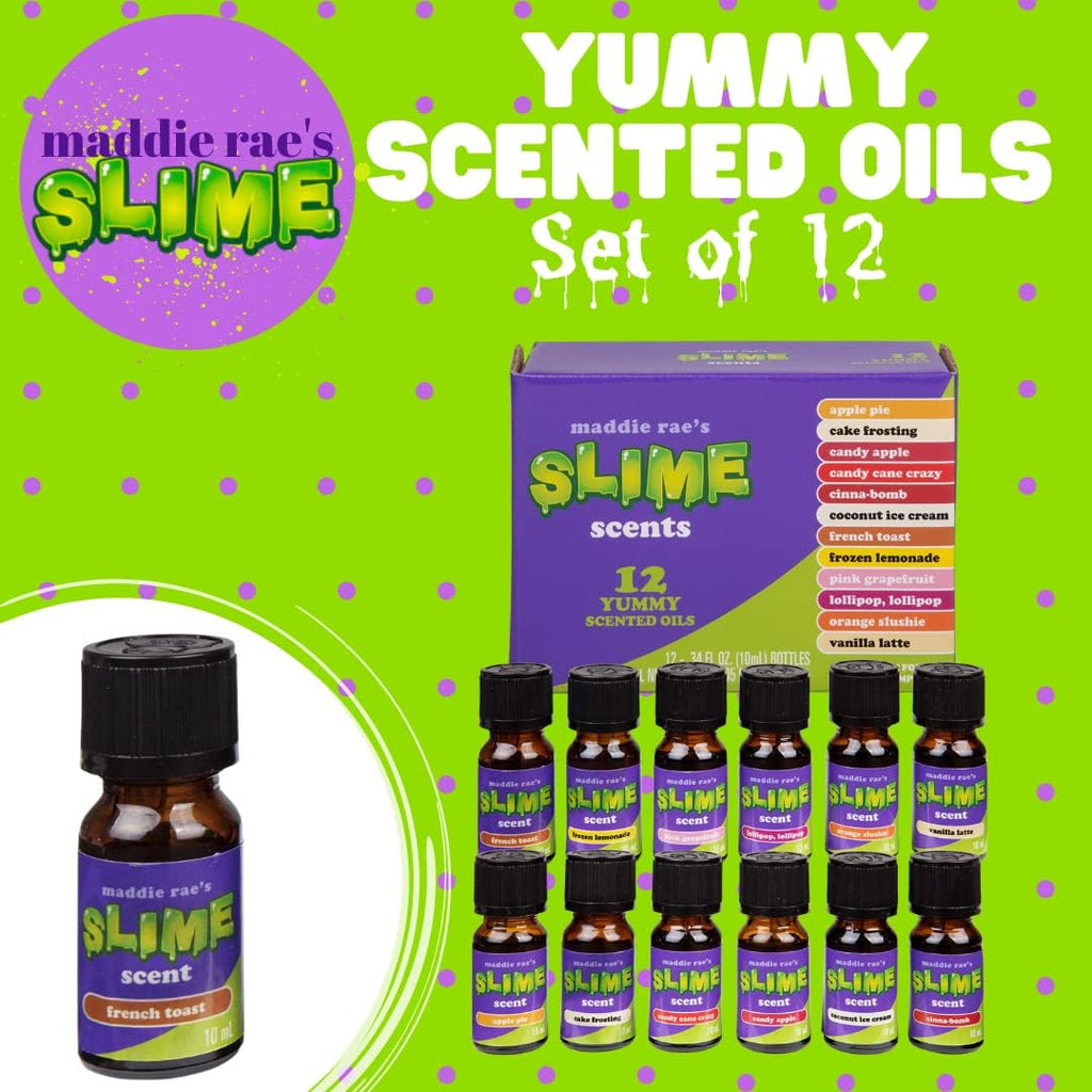 Maddie Rae's Slime Yummy Scented Oils - 12 Pack of 10ml Natural Food Fragrance Bottles for Diffusers & Crafts