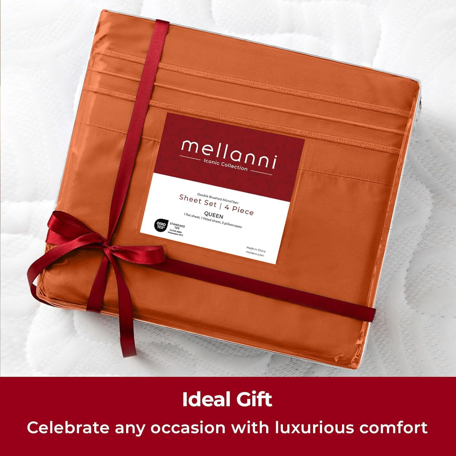Mellanni Twin Sheets Set - 3 PC Hotel Luxury Bedding | Extra Soft, Cooling, Wrinkle & Stain Resistant (Twin, Terracotta)