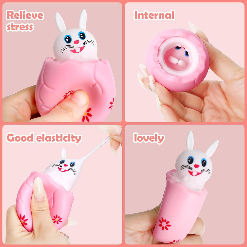 RunNico 12 Pack Squishy Bunny Easter Eggs - Stress Relief Rabbit Squeeze Toys for Fidgeting & Anxiety