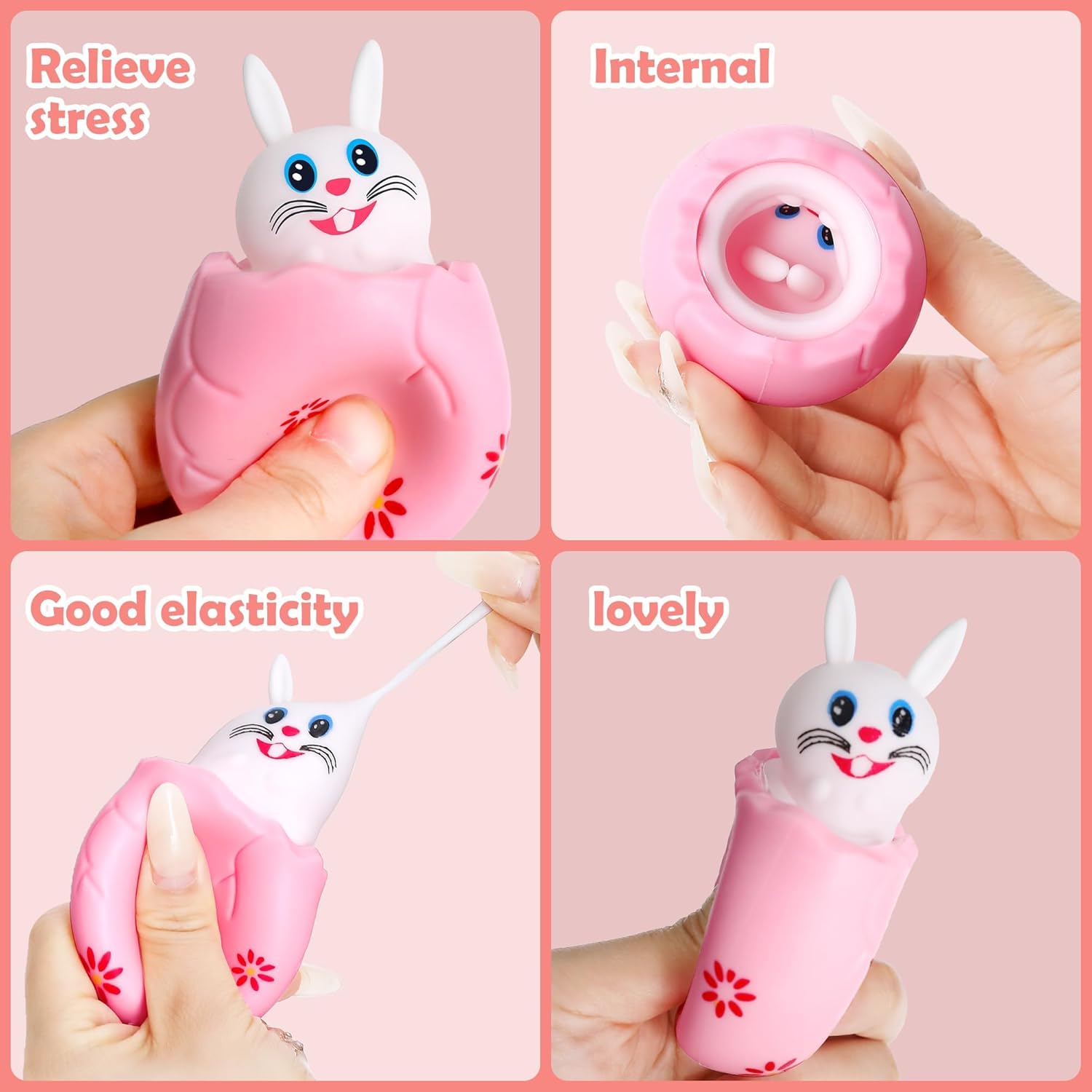 RunNico 12 Pack Squishy Bunny Easter Eggs - Stress Relief Rabbit Squeeze Toys for Fidgeting & Anxiety