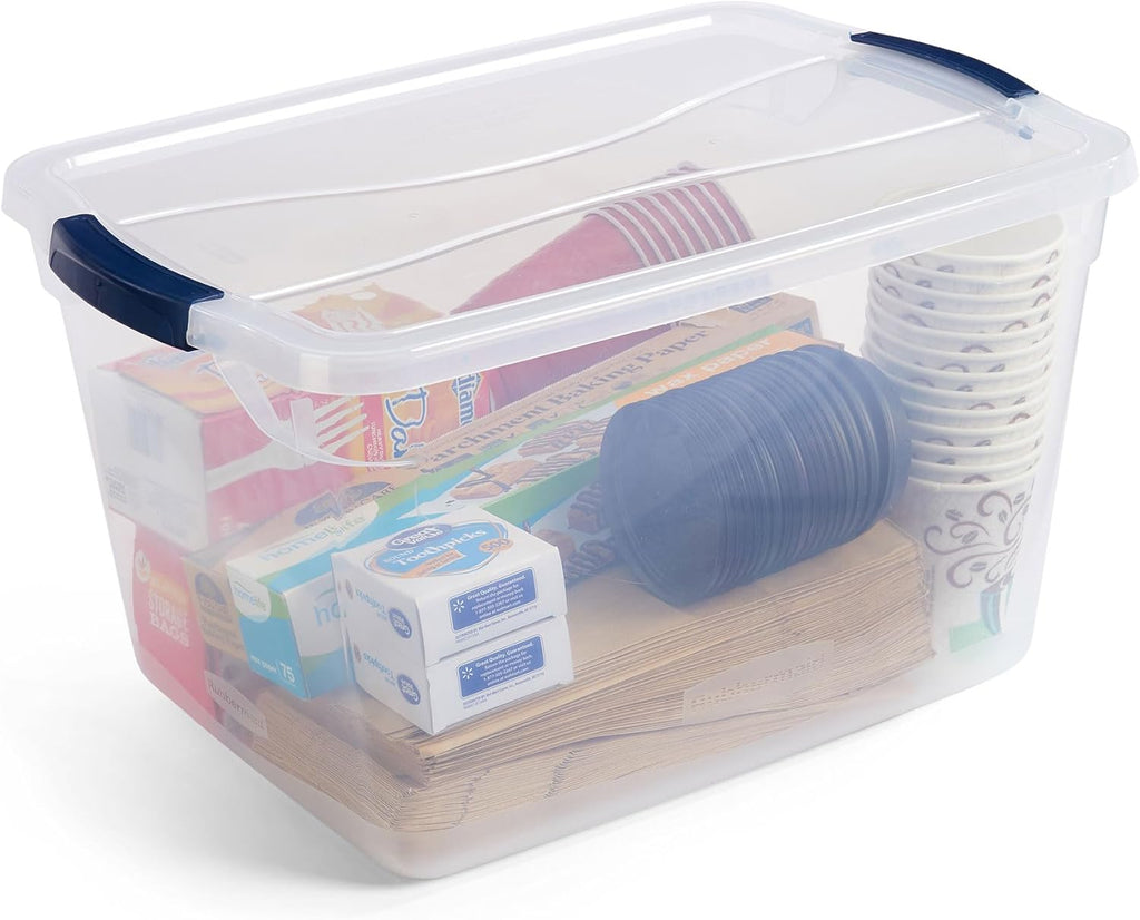 Rubbermaid Cleverstore Clear Storage Bins - 32 Qt, 6 Pack | Stackable Plastic Bins with Lids for Home Organization