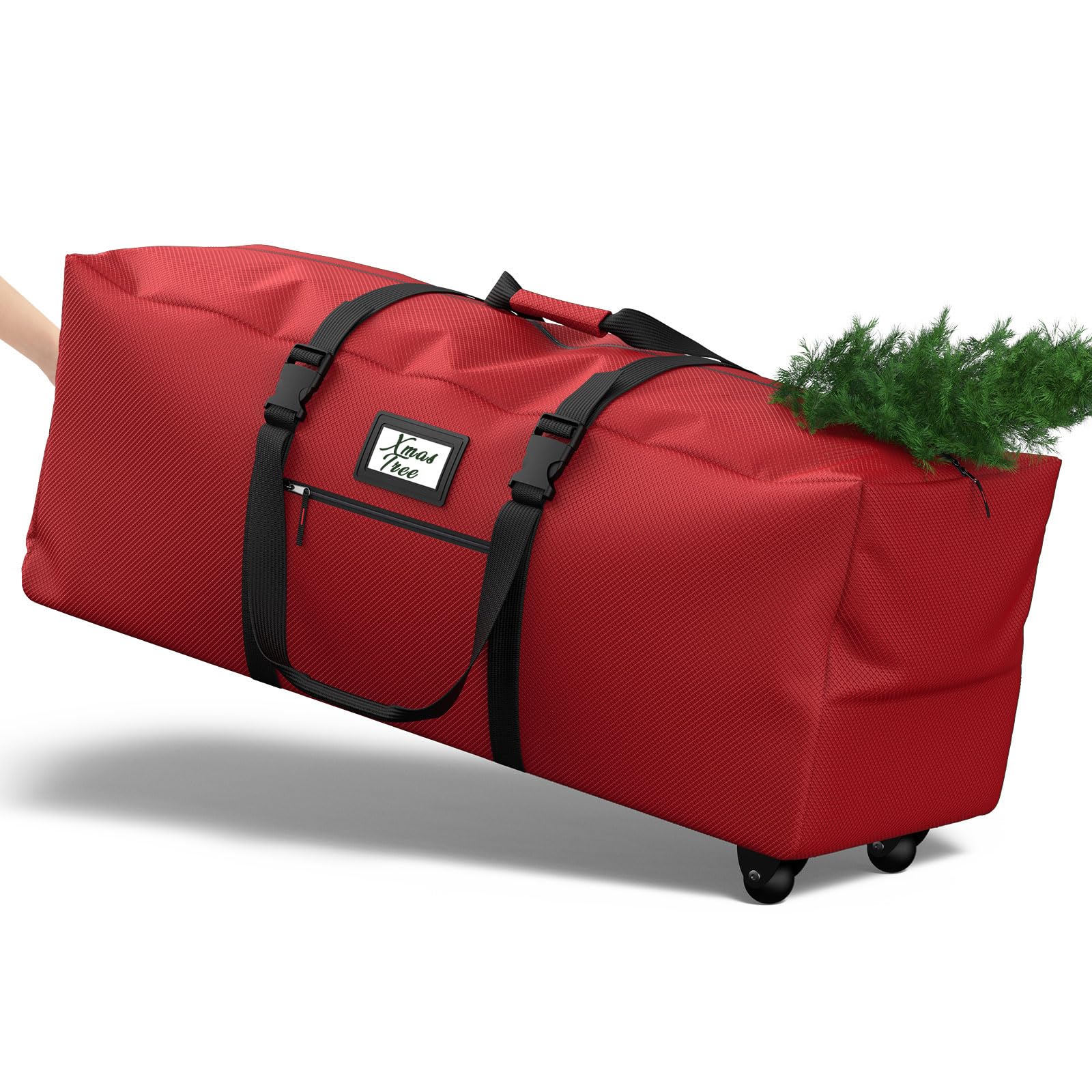 Kesfitt Christmas Tree Storage Bag 9Ft, Rolling Christmas Tree Bag with Wheels, Christmas Tree Storage Box with Adjustable Straps Fits Artificial Tree, 600D Oxford Extra Large Heavy Duty, Dual Zippers