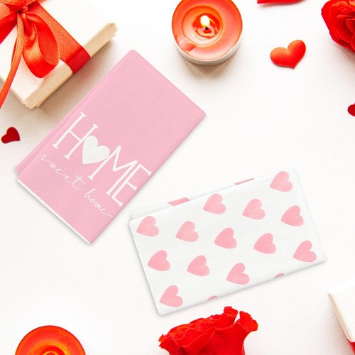 MEYUEWAL 2PCS Pink Heart Love Home Sweet Home Valentine's Kitchen Towels Dish Towels for Wedding Party Anniversary Valentine's Day (16.5x23.6 Inch)