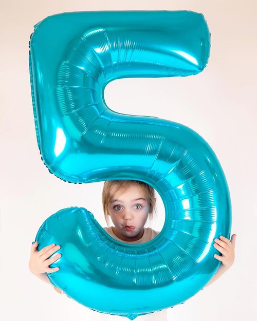 Blue Number 5 Balloon - 40 Inch Birthday Decoration for 5th Birthday Party Supplies