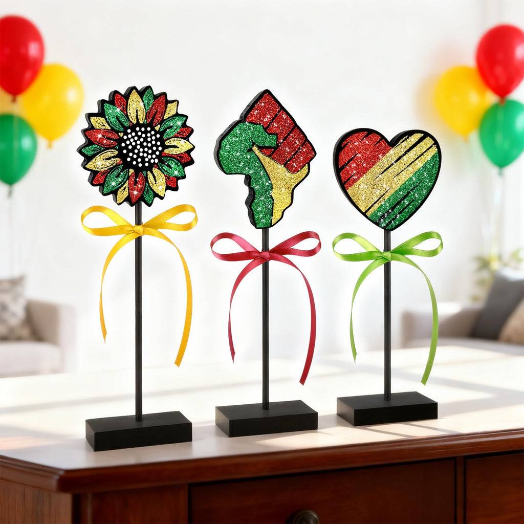 3 Pcs Juneteenth Tiered Tray Decor Wooden Signs Rustic 1865 Freedom Black American Juneteenth Table Decoration for African Home Kitchen (History.Shiny)