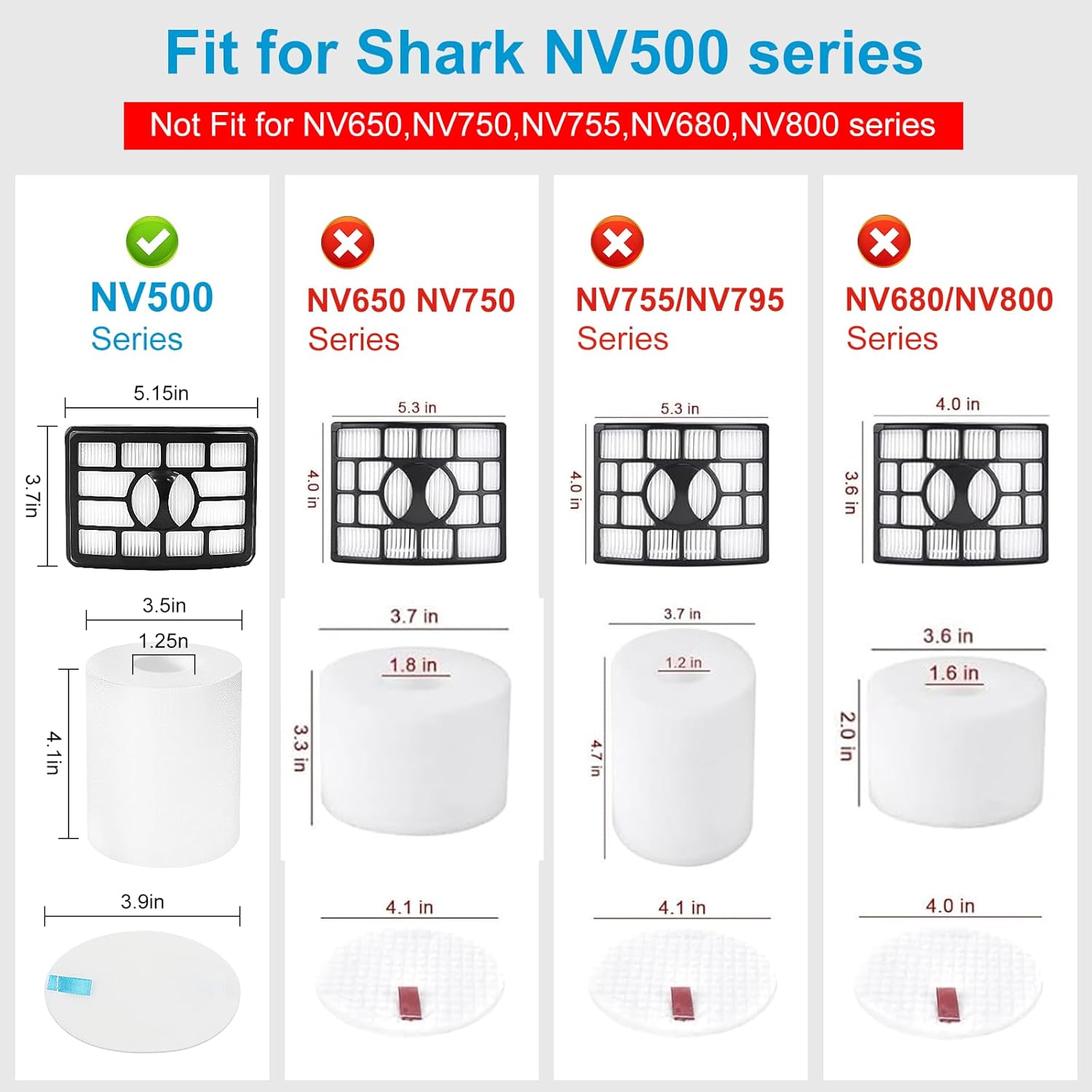 Shark Filter Replacement - 2 + 4 Pack for Rotator Pro Lift-Away NV500 Series | Compatible with XFF500, XHF500