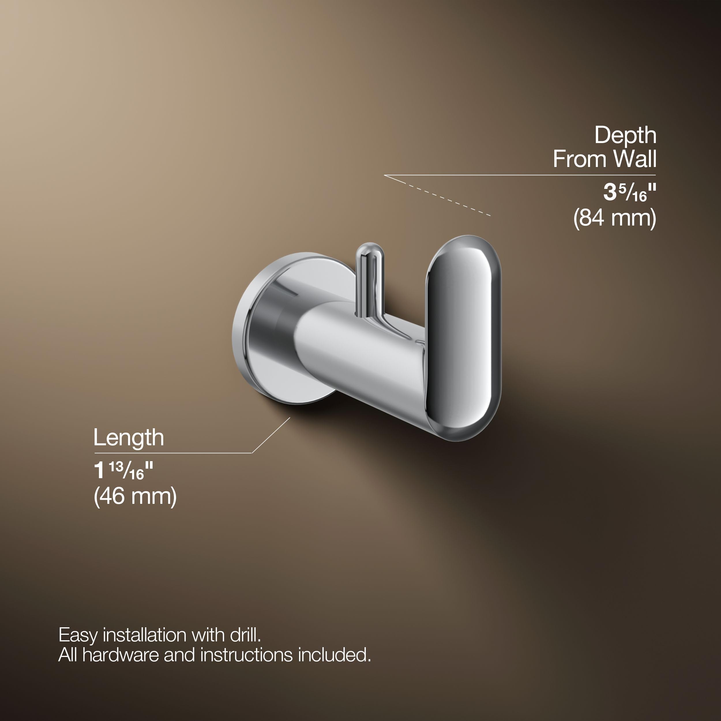 Kohler 97897-CP Kumin™ Robe Hook, Polished Chrome
