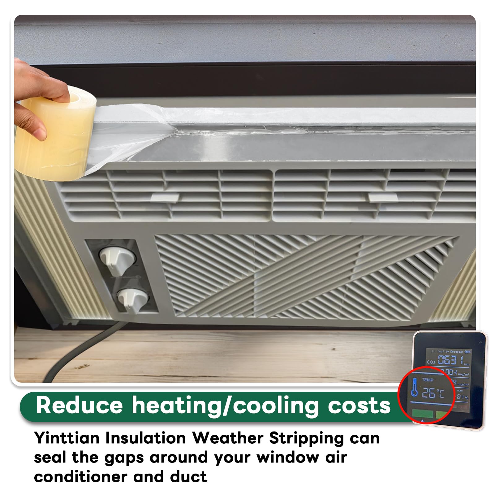 Window Sealing Tape, Window AC Insulation Air Conditioner Sealing Around Frame, 3 inch X 65.5 FT, Blocker for Cold Heat Air, Waterproof Tape for Repair, Heavy Duty No Residue (Clear)