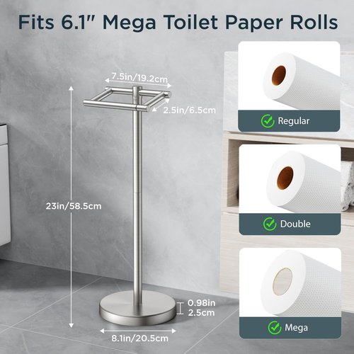 FORIOUS Stainless Steel Toilet Paper Holder - Rustproof Double Post Pivoting Design | Brushed Nickel Finish