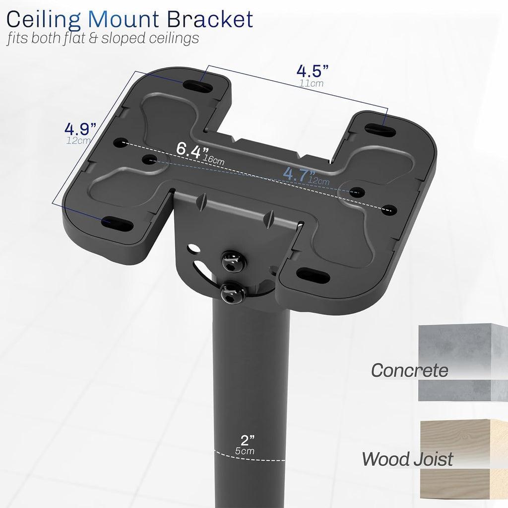 VIVO Ceiling Swivel TV Mount - Adjustable Height for 43-86 Inch Screens | Fits Pitched Roofs, Black