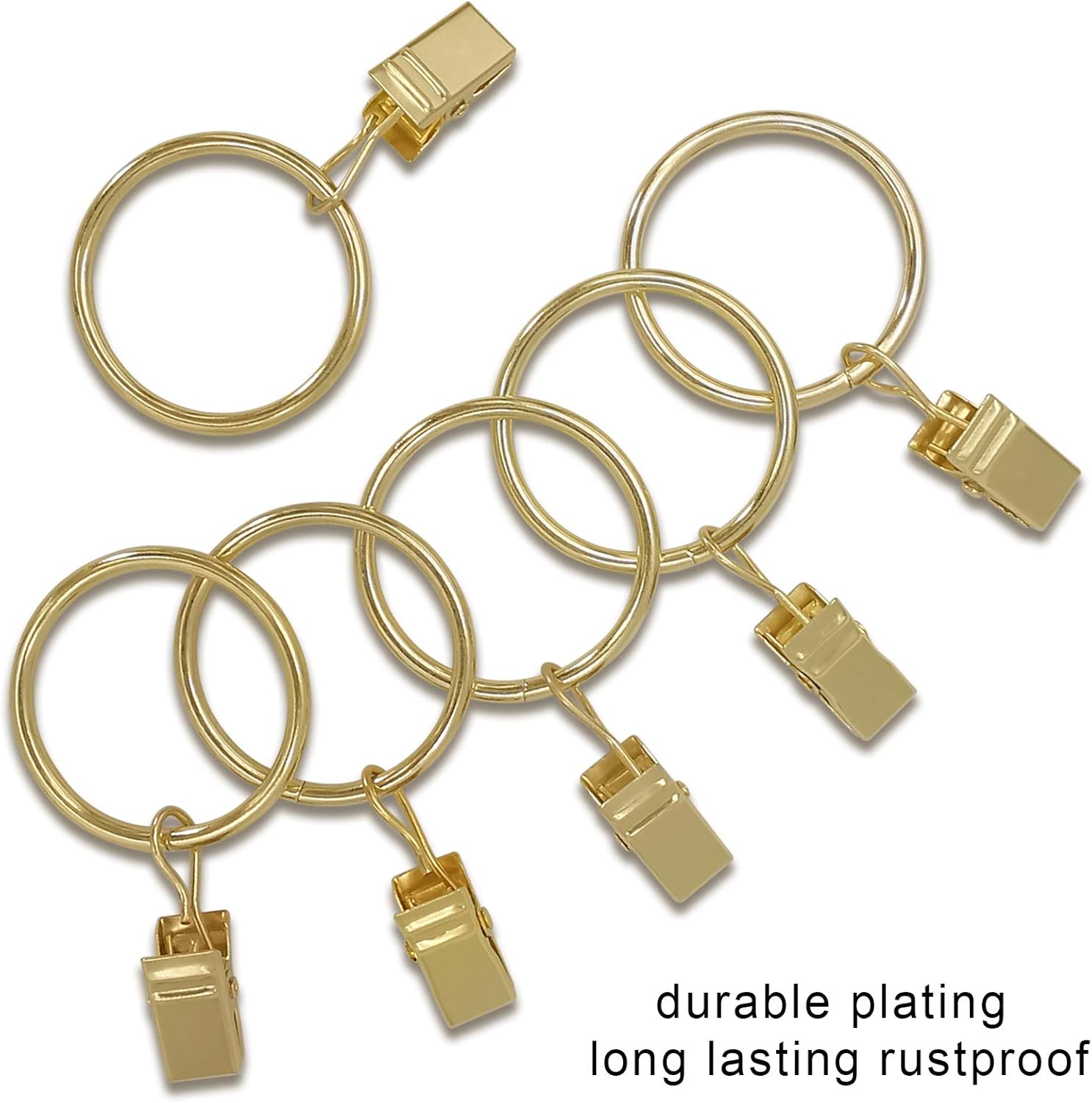 Skiennix 40 Pack Curtain Rings - Durable Drapery Clips with 1.26" Interior Diameter | Gold Finish