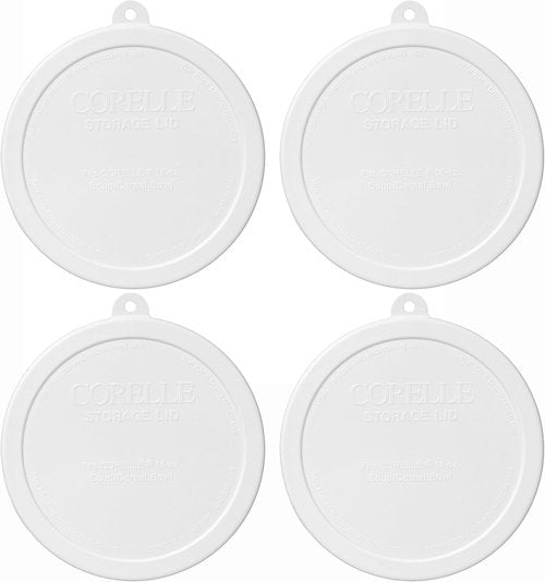 Corelle 418-PC Cereal Bowl Set - 18oz White Bowls with Lids (4-Pack) for Easy Storage
