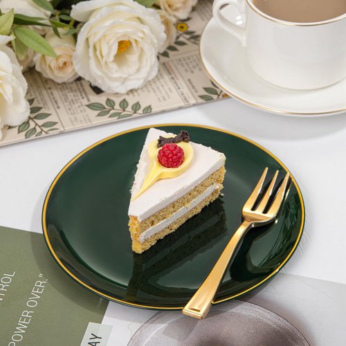 Festiva 200Pcs Green Dessert Plates 6.3" with Plastic Forks 5"- Small Disposable Plates- Dessert/Cake/Appetizer Plastic Plates include 100Plates 100Forks for Birthday Party&St.Patrick's Day& Easter
