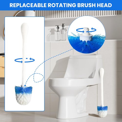 Toilet Brush Refills for OXO Toilet Brush Only, 2 Pack Toilet Brush Replacement Head, Blue & White, Nylon & Plastic Material Bristles