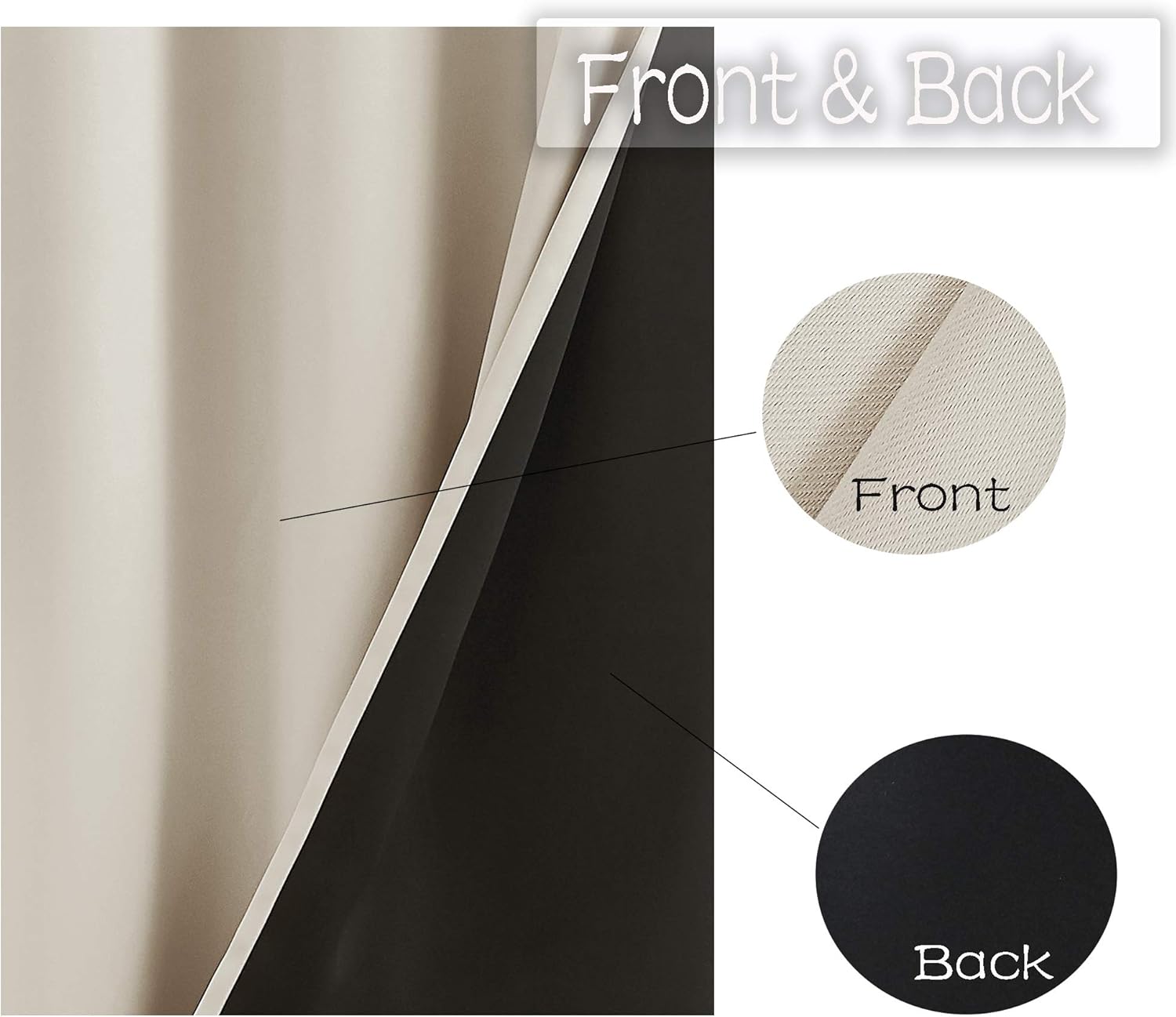 Urban Lotus Ivory Full Blackout Curtains - Thermal Insulated Room Darkening Drapes | 84 Inches, 2 Panels