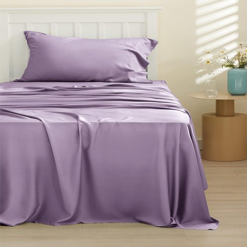 Bedsure Cooling Sheets - Twin XL Bamboo Rayon | Breathable & Soft Hotel Luxury Bedding in Lilac