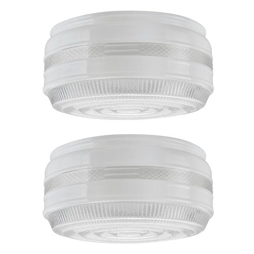 Aspen Creative 23604-02, 6" Clear And White Drum Replacement Glass Shade For Ceiling Fixture, Fitter: 5-5/8", 6" D x 3-1/4" H, 2 Pack