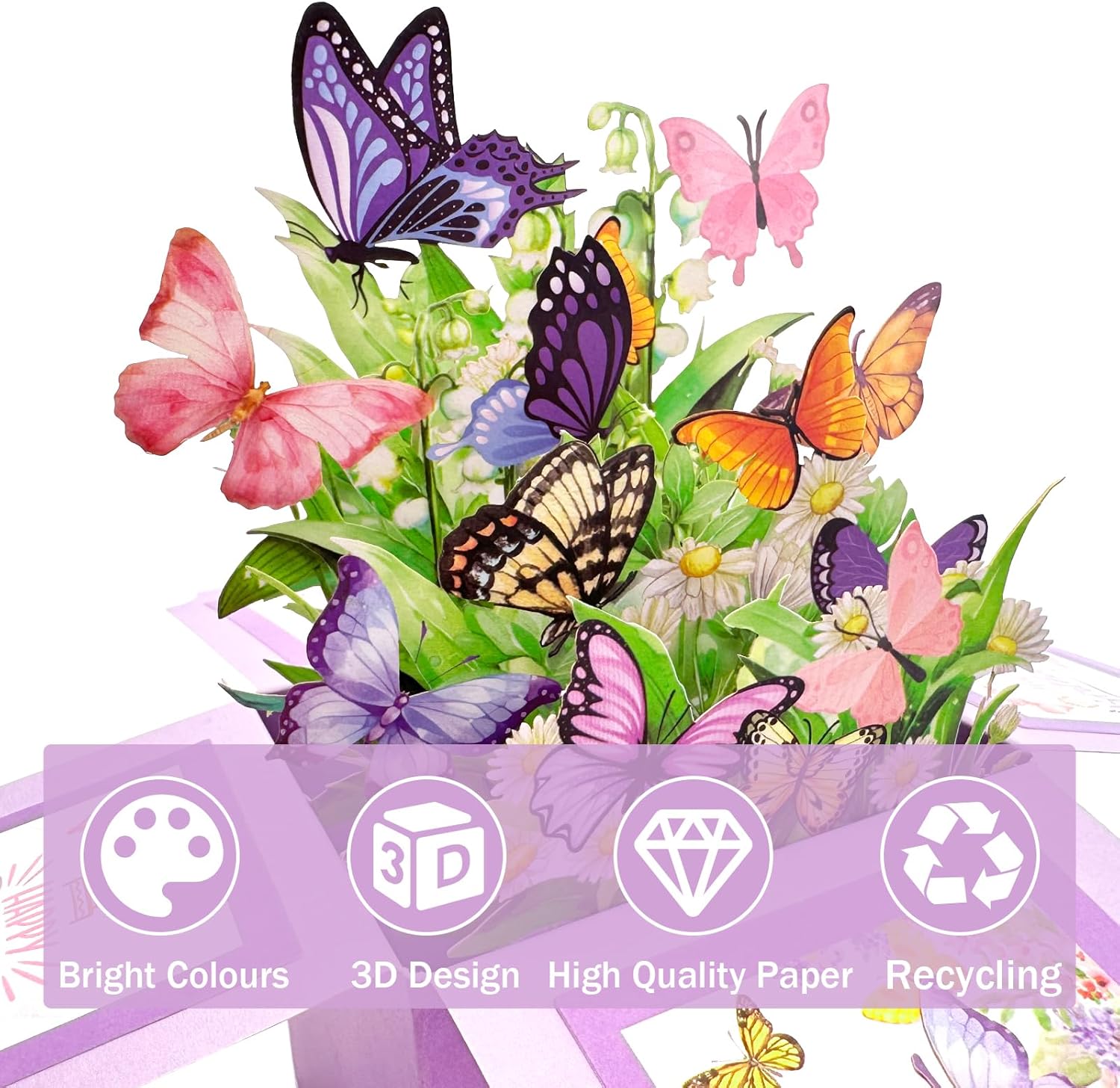 Skiennix Butterfly Pop-Up Birthday Card - Elegant Gift for Women, Daughter, Mom, Sister | Includes Blank Notecard & Envelope