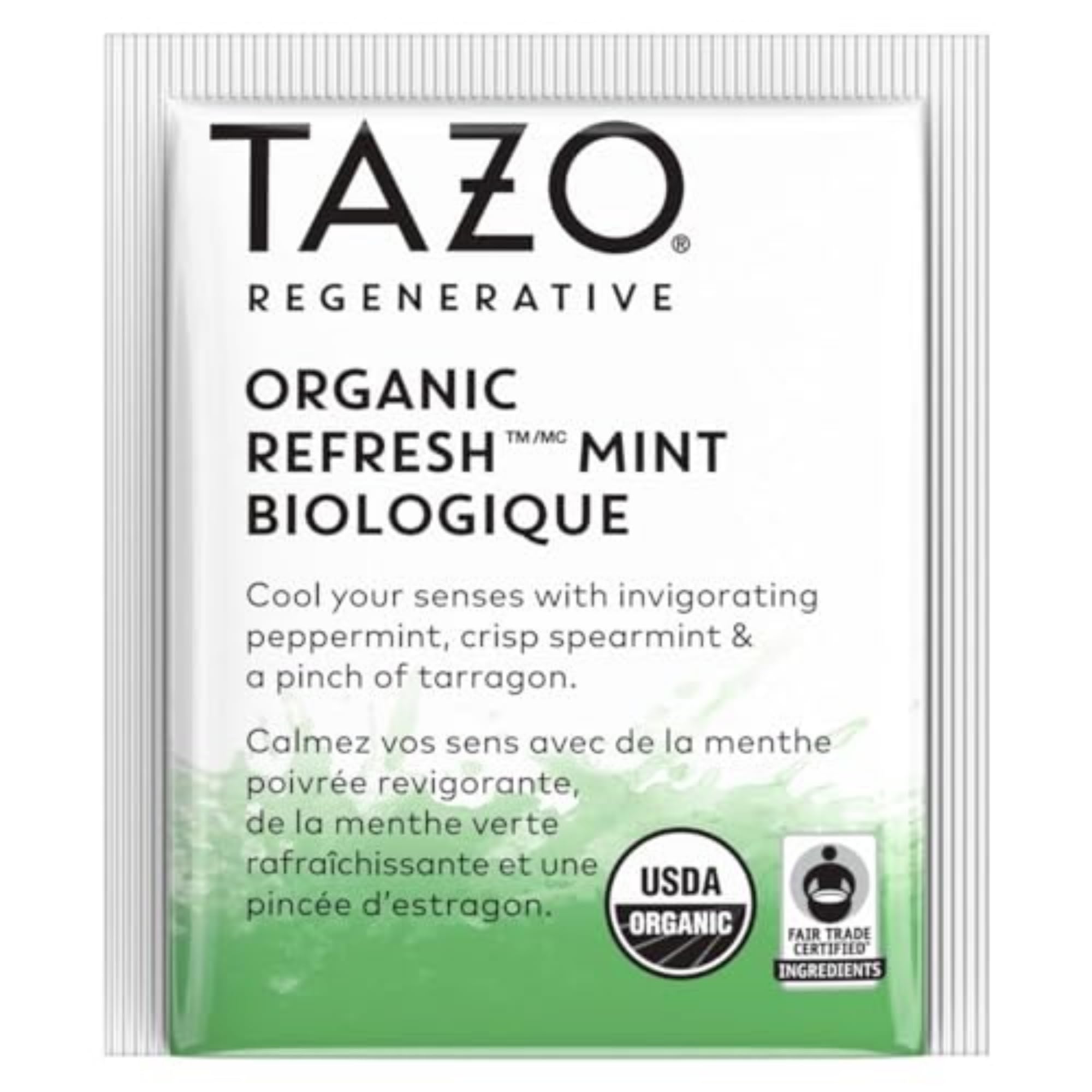 TAZO Refresh Mint Herbal Tea Bags with Peppermint and Spearmint, Caffeine Free, 96 Total Tea Bags (16ct - Pack of 6)