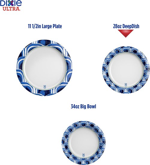 Dixie Ultra Deep Dish Paper Plates - Heavy Duty, Soak-Proof & Microwave-Safe | 28 Oz, 40 Count