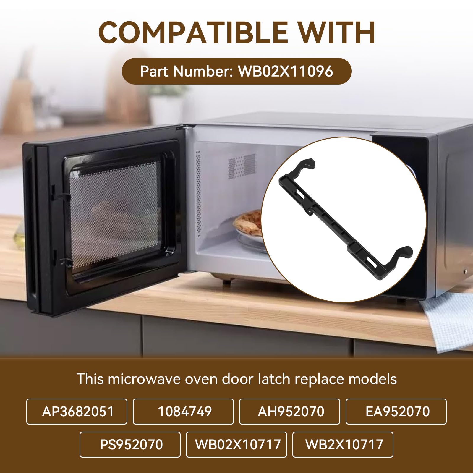 Microwave Oven Door Latch Lever WB02X11096 Parts Replacement for GE,Replaces AP3682051 1084749 AH952070 EA952070 PS952070 WB02X10717 WB2X10717
