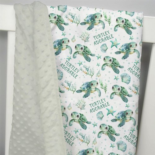 EyMzcod Mink Baby Boy Girl Blankets Under the Sea Turtle Animal, Ocean Creature Marine Life Double Layer Dotted Backing Receiving Swaddle, Newborn Infant Toddler Nursery Crib Bedding Shower Gift 30x40