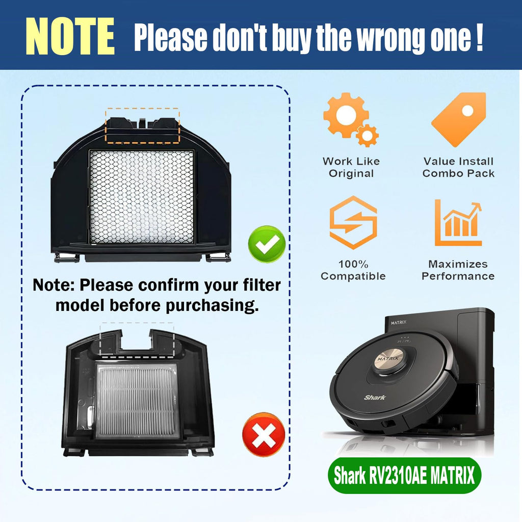 Replacement Parts Accessories for Shark Matrix AV2310AE/RV2310AE/UR2360S Ultra /UR2350AE,2 Main Brushes, 2 Dustbin Filters, 6 Side Brushes,2 sets Foam filters 1 Main Brush Cover