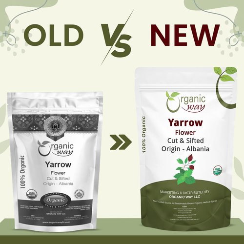 Organic Way Yarrow Flower Cut & Sifted (Achillea millefolium) - Herbal Tea | European Wild-Harvest | Kosher & USDA Certified | Vegan, Non-GMO & Gluten Free | 100% Raw from Albania (1LBS / 16Oz.)