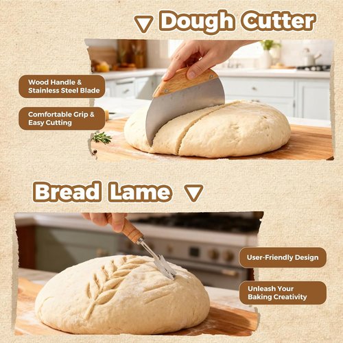 Complete Bread Proofing Basket Kit - All-in-One Sourdough Starter Set with Banneton, Tools & Accessories