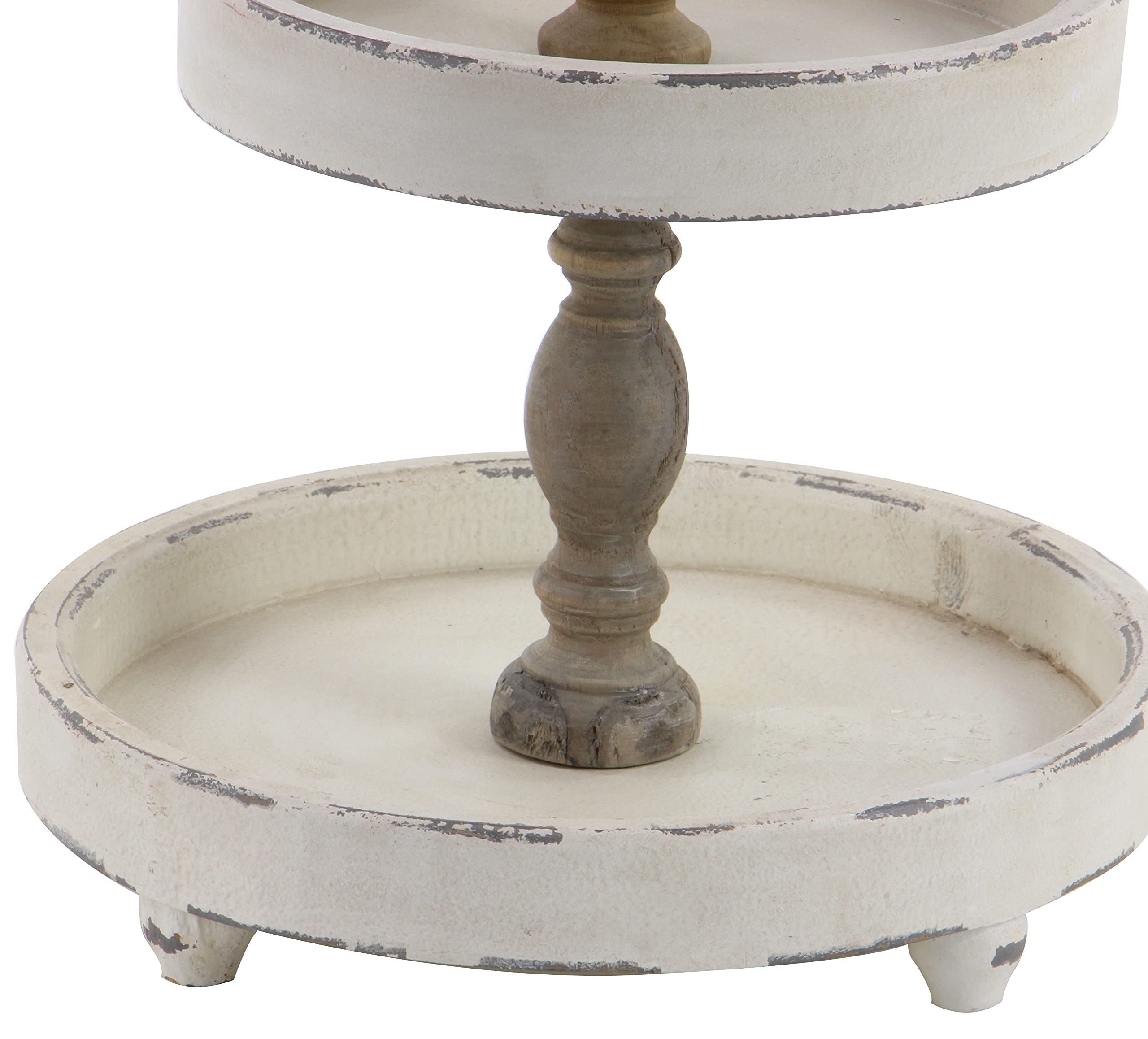 Deco 79 Wood 3 Tiered Tiered Server, 15" x 15" x 24", White