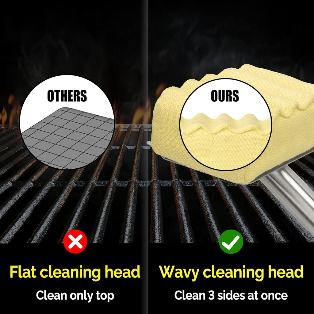 XUDAKAIXIN Grill Brush - Bristle-Free Aramid Fiber Pad for Seamless Fit on Cast Iron & Stainless Steel Grates | Safe BBQ Cleaner