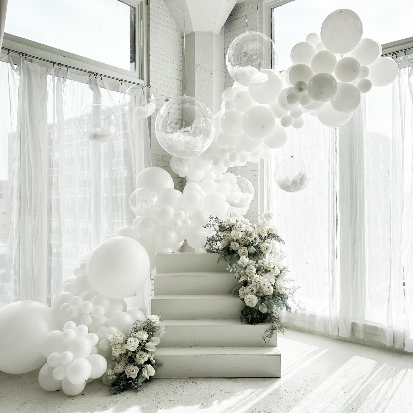 White Latex Balloons - 55 Pack of 12-Inch Balloons with Ribbon for Birthday, Graduation & Wedding Decor