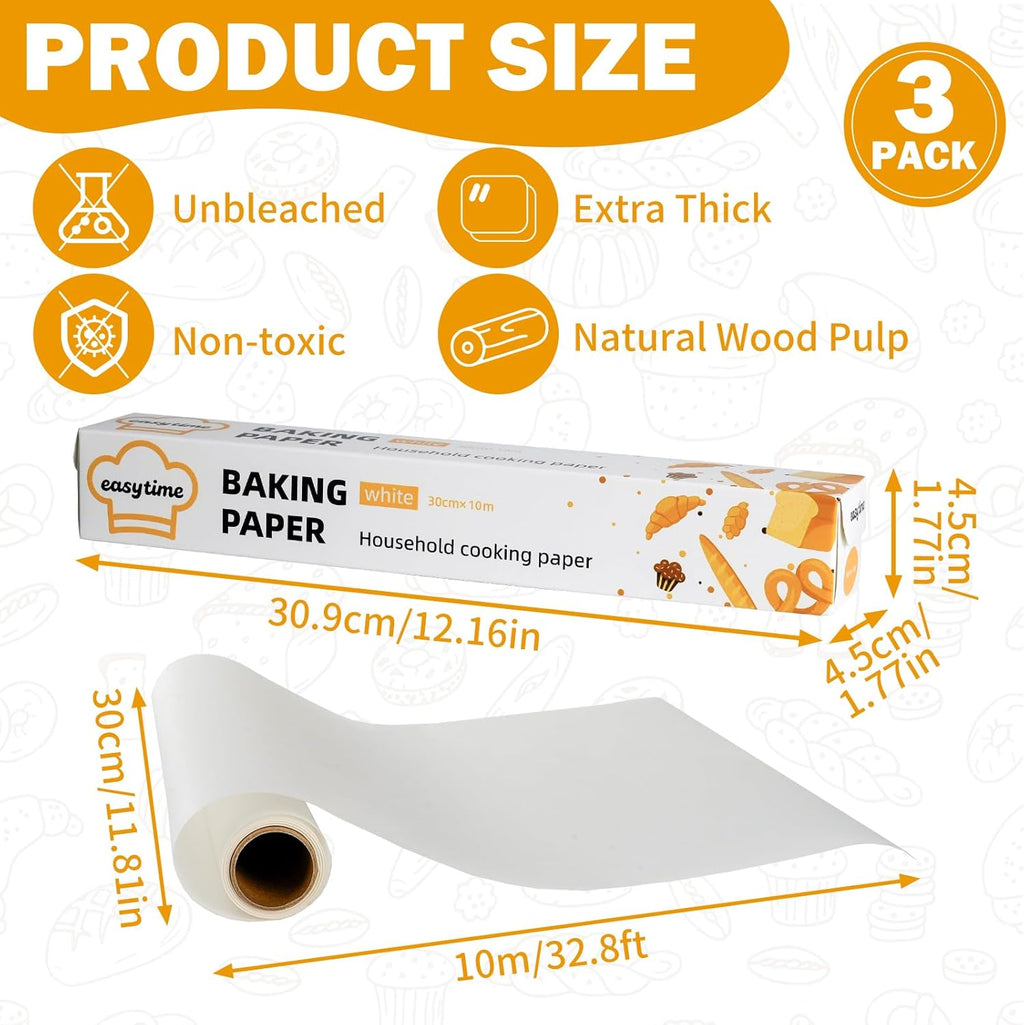 Parchment Paper Rolls by [Brand Name] - 12in x 98ft | Built-In Metal Cutter for Baking & Grilling